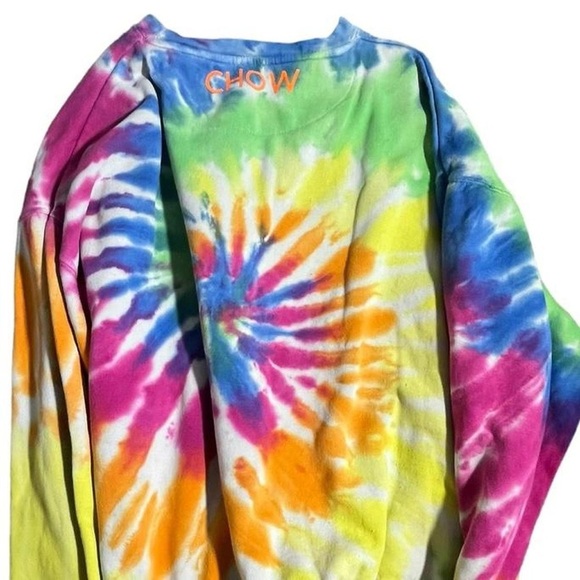 Tie-dye smiley face crewneck sweatshirt in multicoloured and orange hues #crew - Picture 2 of 4
